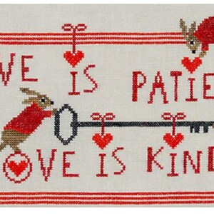 Artful Offerings LOVE is PATIENT Love is KIND Cross Stitch Pattern ~ Valentine Cross Stitch