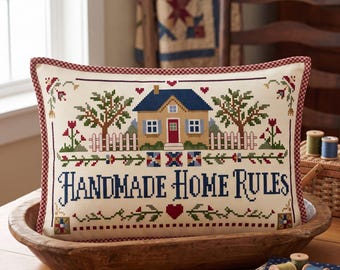 Patrón de punto de cruz "Reglas del hogar" hecho a mano ~ Muestrario "Cose una regla" de Anabella's Needleart - Muestrario de punto de cruz contado