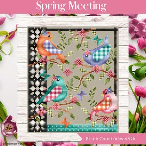 Shannon Christine Spring Meeting Cross Stitch Pattern ~ Shannon Christine Cross Stitch ~ Spring Cross Stitch ~ Counted Cross Stitch