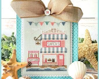 Country Cottage Needleworks Beach Boardwalk Part Seven Snack Shop Cross Stitch Pattern ~ Summer Cross Stitch