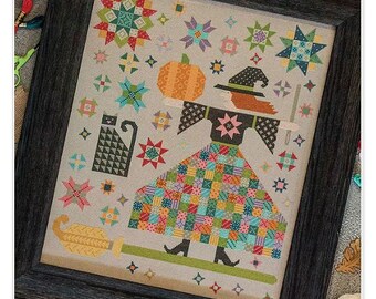 Lori Holt of Bee in My Bonnet THE QUILTED WITCH - Cross Stitch Pattern ~ Lori Holt Cross Stitch ~ Halloween Cross Stitch