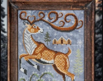 Cottage Garden Samplings A Year In The Woods The REINDEER #12 Cross Stitch Pattern ~ Cross Stitch Series