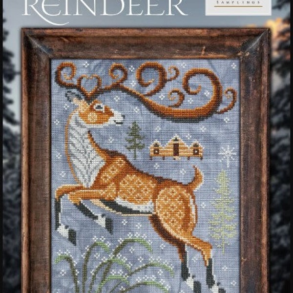 Cottage Garden Samplings A Year In The Woods The REINDEER #12 Cross Stitch Pattern ~ Cross Stitch Series