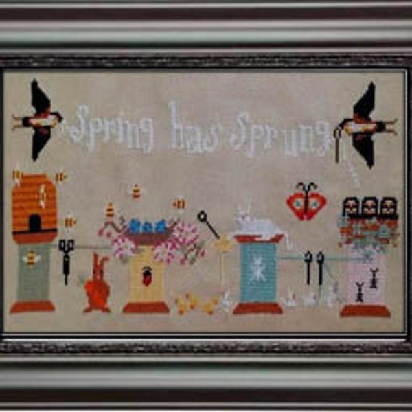 Twin Peak Primitives STITCHING SPRING Cross Stitch Pattern - SPRING Cross Stitch