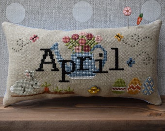 When I THINK of APRIL PDF Cross Stitch Pattern by Puntini Puntini - Immediate Download pdf file