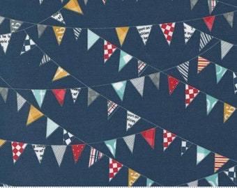 Moda Sweetwater Vintage Bunting Navy Fabric ~ Fabric by the yard and half-yard ~ Sweetwater Fabric - Moda Fabric