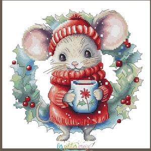 Les petites Croix de Lucie Christmas Mouse Stitch Pattern  ~ Christmas Cross Stitch ~ Counted Cross Stitch