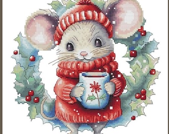 Les petites Croix de Lucie Christmas Mouse Stitch Pattern  ~ Christmas Cross Stitch ~ Counted Cross Stitch