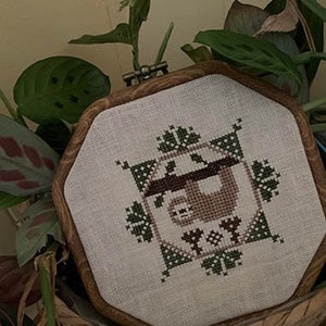 Darling & Whimsy Designs Quirky QUAKER SLOTH Cross Stitch Pattern - New Cross Stitch