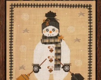 Twin Peak Primitives Twin Peak Snowman 2023  Cross Stitch Pattern ~ Needlework Marketplace ~ Christmas Cross Stitch