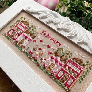 Country Cottage Needleworks Monthly Mini Village FEBRUARY Cross Stitch Pattern - Valentine's Day Cross Stitch ~ Anabella's Cross Stitch