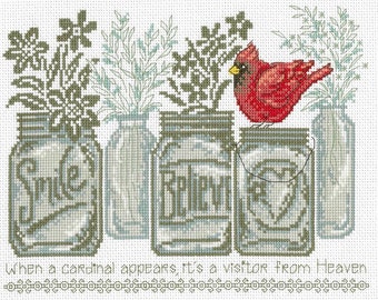 Diane Arthurs BELIEVE CARDINAL Cross Stitch PATTERN by Imaginating ~ New Cross Stitch Chart