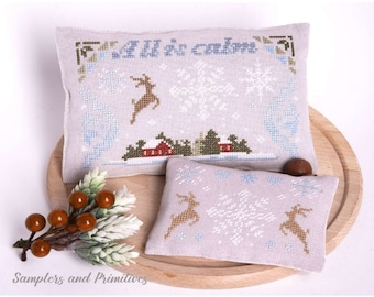 Samplers Primitives All Is Calm PDF Cross Stitch Pattern ~ Instant Download ~ Christmas Cross Stitch pdf