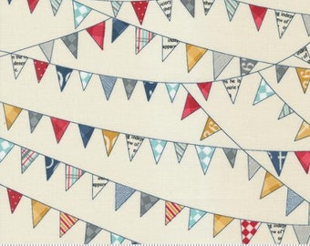 Moda Sweetwater Vintage Bunting Cream Fabric ~ Fabric by the yard and half-yard ~ Sweetwater Fabric - Moda Fabric