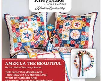 NEW!  Lori Holt Americana America The Beautiful Quilt Projects - Machine Embroidery USB - Lori Holt Machine Embroidery