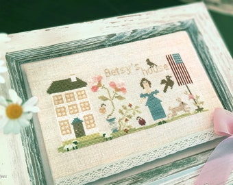 Samplers primitieven BETSY'S HOUSE ~ PDF-kruissteekpatroon ~ Samplers primitieven kruissteekpatronen ~ Instant Download