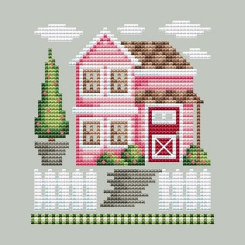 Shannon Christine GUEST HOUSE Cross Stitch Pattern Rose Farm Collection 4 Valentine's Day Cross Stitch image 1