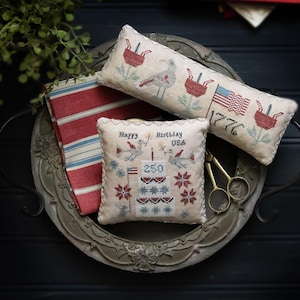Happy Birthday USA  Cross Stitch Pattern - Plums Street Samplers Happy Birthday USA ~ Patriotic Cross Stitch ~ USA 250th Cross Stitch