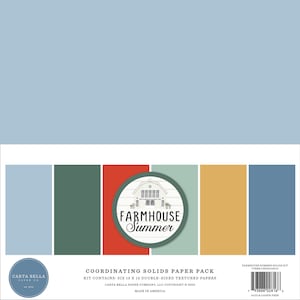 New! Carta Bella FARMHOUSE SUMMER  SOLIDS 12" x 12" Scrapbook Kit ~  New Scrapbook Kit ~ Farmhouse Scrapbook Paper Kit