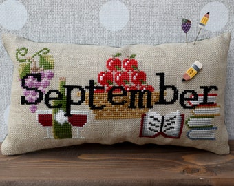 When I THINK of SEPTEMBER PDF Cross Stitch Pattern by Puntini Puntini - Immediate Download pdf file