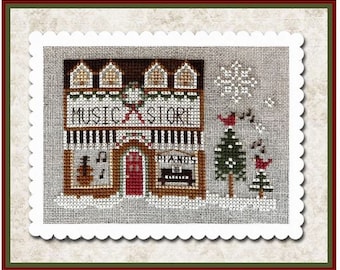 Little House Needleworks Hometown Holiday MUSIC  STORE - #23 Cross Stitch Pattern - Christmas Cross Stitch