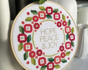 Robin Pickens Peaceful Posy Wreath Cross Stitch pattern ~ Robin Pickens Cross Stitch ~ Anabella's ~ New Cross Stitch