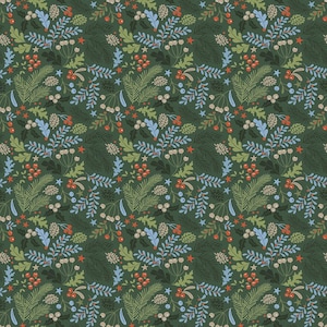 Lisa Audit Santa&#39;s Tree Farm Berries & Boughs Forest Santa&#39;s Tree Farm Fabric by the Yard Christmas Fabric Santa&#39;s Tree Farm Quilt Fabric