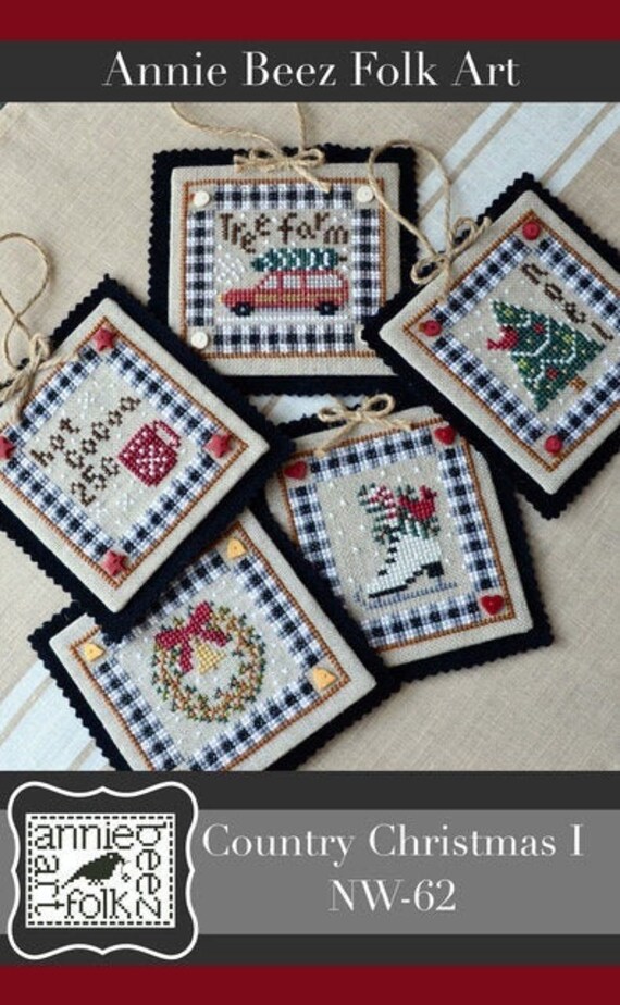 Annie Beez Folk Art COUNTRY CHRISTMAS Cross Stitch Pattern - Christmas Cross Stitch