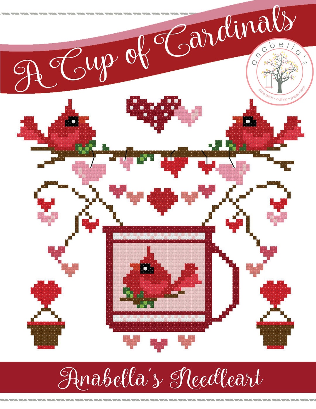 Pdf Anabella's Needleart A CUP of CARDINALS Cross Stitch Pattern ...