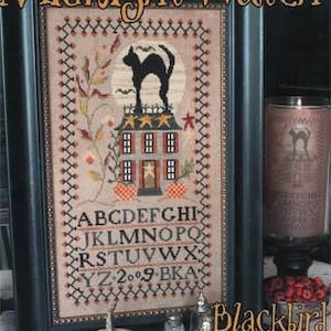 Blackbird Designs MIDNIGHT WATCH  Cross Stitch Pattern - Autumn Cross Stitch ~ Halloween Cross Stitch ~ Anabella&#39;s Online Cross Stitch Store