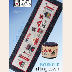 Heart in Hand PATRIOTIC TINY TOWN Cross Stitch Pattern - Patriotic Cross Stitch