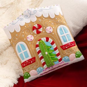 Bucilla Gingerbread Cottage Felt Applique Kit - Christmas Felt Applique ~ Christmas Bucilla Felt Applique Kits - Christmas Felt Pillow
