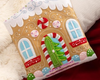 Bucilla Gingerbread Cottage Felt Applique Kit - Christmas Felt Applique ~ Christmas Bucilla Felt Applique Kits - Christmas Felt Pillow