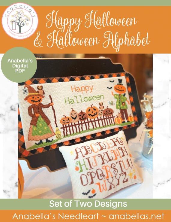 Digital Cross Stitch  ~ Happy Halloween & Halloween Alphabet Cross Stitch Pattern ~ Halloween Cross Stitch ~ PDF Cross Stitch ~ Anabella's