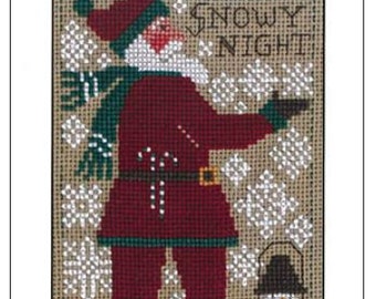 New! PRAIRIE SCHOOLER SANTA 2023  Snowy Night Cross Stitch Pattern - Prairie Schooler Snowy Night ~ New Prairie Schooler Santa