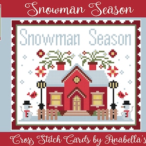 PDF Anabella's Needleart Cross Stitch Cards™ Sneeuwpop Seizoen Kruissteekpatroon ~ Kerstkruissteek ~ Anabella's