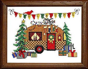 Bobbie G. Designs CHRISTMAS CAMPER Cross Stitch Pattern - Christmas Cross Stitch Chart