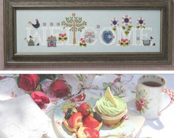 Cross Eyed Cricket COTTAGE WELCOME Cross Stitch Pattern ~ Cross Eyed Cricket Cross Stitch