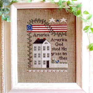 Little House Needleworks Cross Stitch Pattern AMERICA - Patriotic Cross Stitch Pattern ~  AMERICA Cross Stitch Chart