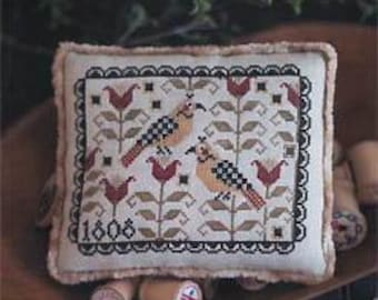 Patrón de punto de cruz Plum Street Samplers Fraktur Friends - Punto de cruz de pájaro ~ Punto de cruz contado ~ Anabella's