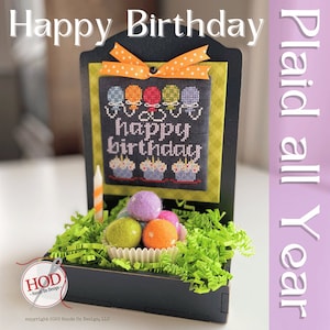 Hands on Design HAPPY BIRTHDAY  Cross Stitch Pattern ~ Plaid All Year Cross Stitch ~ Happy Birthday Cross Stitch