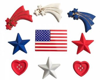 Buttons Galore STARS & STRIPES Buttons # BG-4330 ~ Cross Stitch Finishing ~ Craft Buttons ~ Decorative Buttons