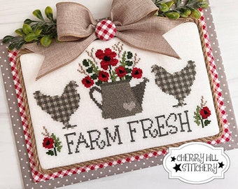 Cherry Hill Stitchery Cross Stitch Pattern FARM FRESH - PDF Cross Stitch Pattern