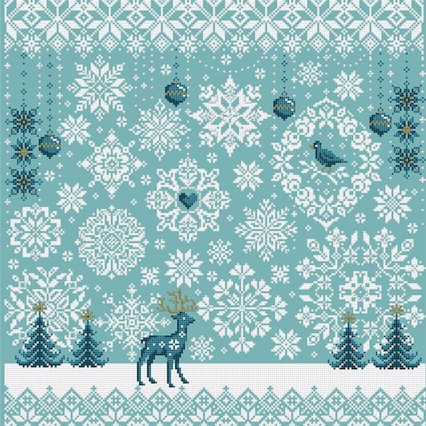 Shannon Christine FALLING SNOW Cross Stitch Pattern ~ Christmas Cross Stitch Pattern