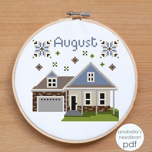 Digital PDF Cross Stitch Pattern ~ Tiny Monthly Markers August Cross Stitch ~ PDF Cross Stitch ~ August Cross Stitch ~ Digital Cross Stitch
