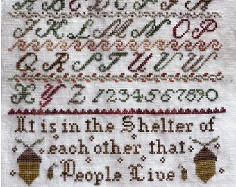 Shelter Sampler Cross Stitch chart by Lucy Beam - Anabella's - Cross Stitch Sampler - Counted Cross Stitch