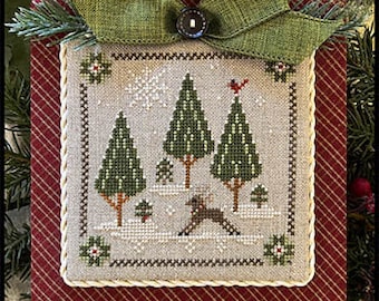 Little House Needleworks ~ Log Cabin  Christmas #6  THE DEER~ Cross Stitch pattern ~ Anabella's ~ Christmas Cross Stitch