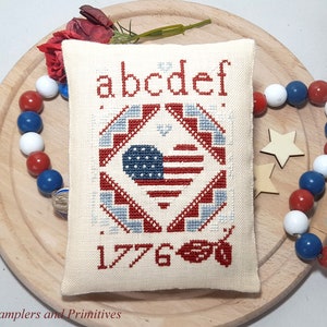 PDF Samplers Primitives PATRIOTIC MINI  Cross Stitch Pattern ~Samplers Primitives Cross Stitch Patterns ~ Instant Download