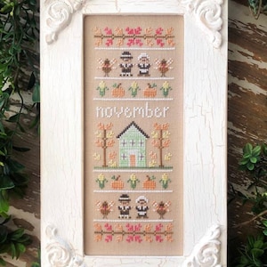 Country Cottage Needleworks SAMPLER of the MONTH NOVEMBER Cross Stitch Pattern - Thanksgiving  Cross Stitch