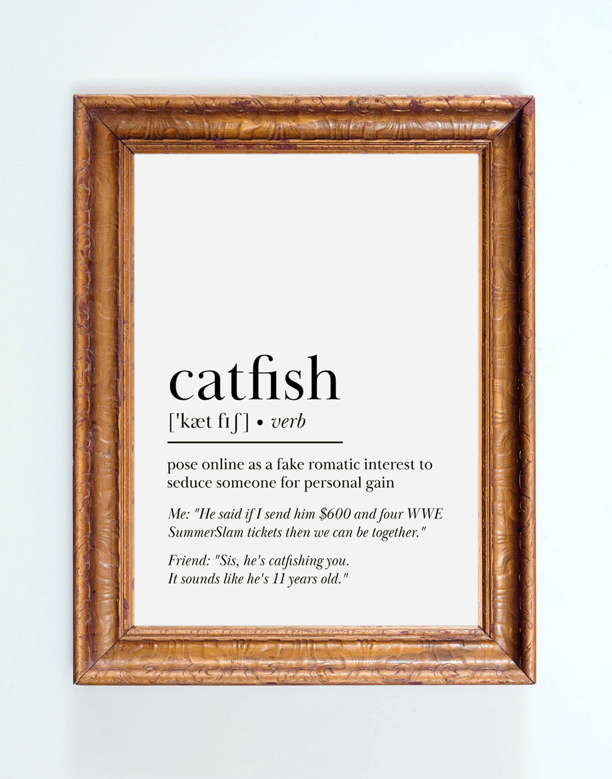 Catfish Definition PRINTABLE DESIGN Funny Poster Etsy